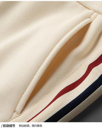 Men’s Slim-Fit Blue Casual Pants with Contrast Ribbon