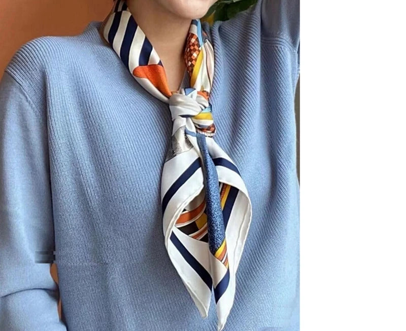 100% Silk Square Scarf – Fashion Neckerchief & Shawl 88cm