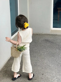 Girls’ Summer Knitted Two-Piece Set Vest & Pants 2024