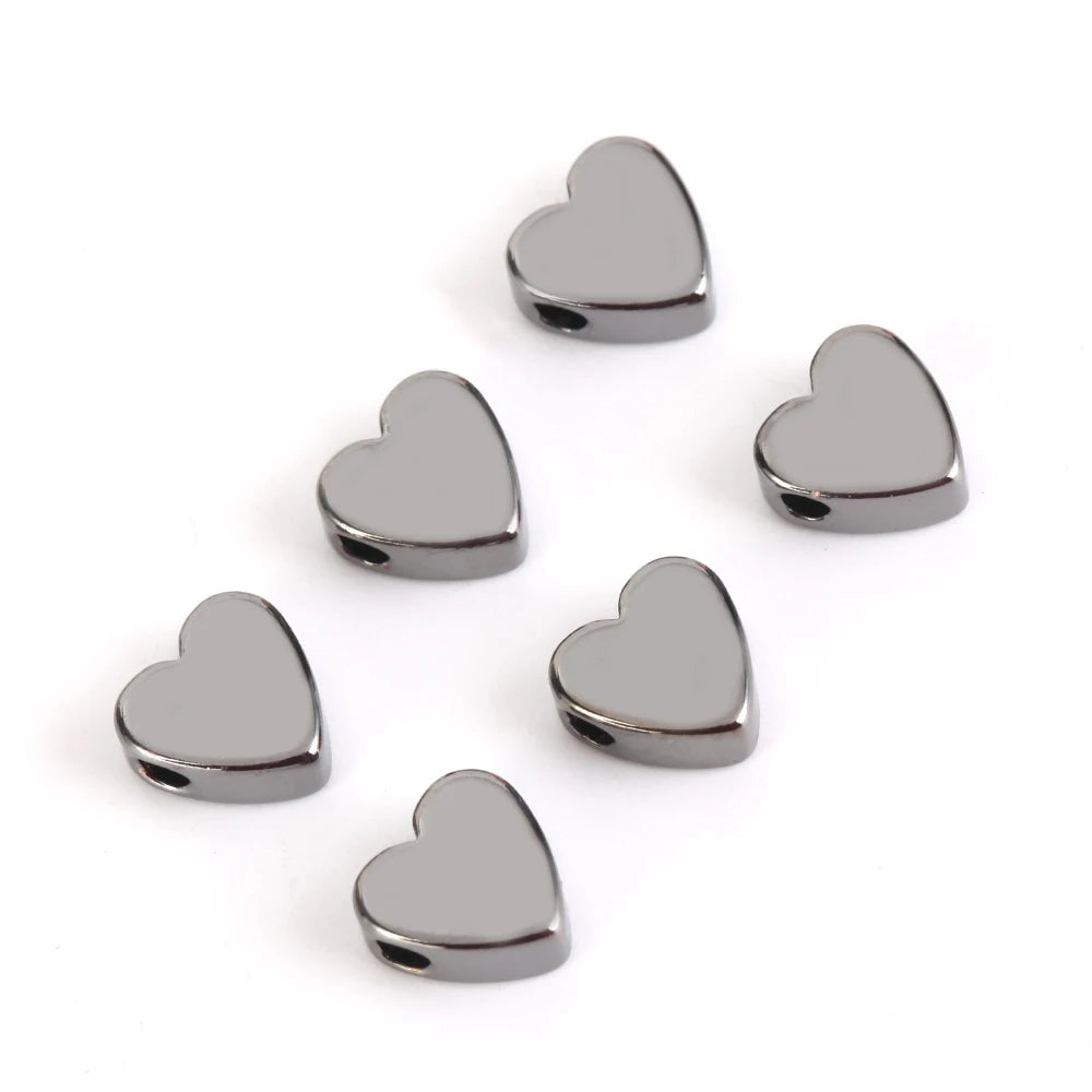30pcs Gold & Silver Heart Spacer Beads