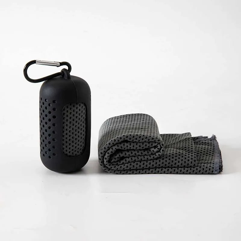 Sport Towel with Mini Silicon Gel Set Portable Breathable Sweat Absorption  Fitness Sport GYM Running Outdoor Quick Dry Cool