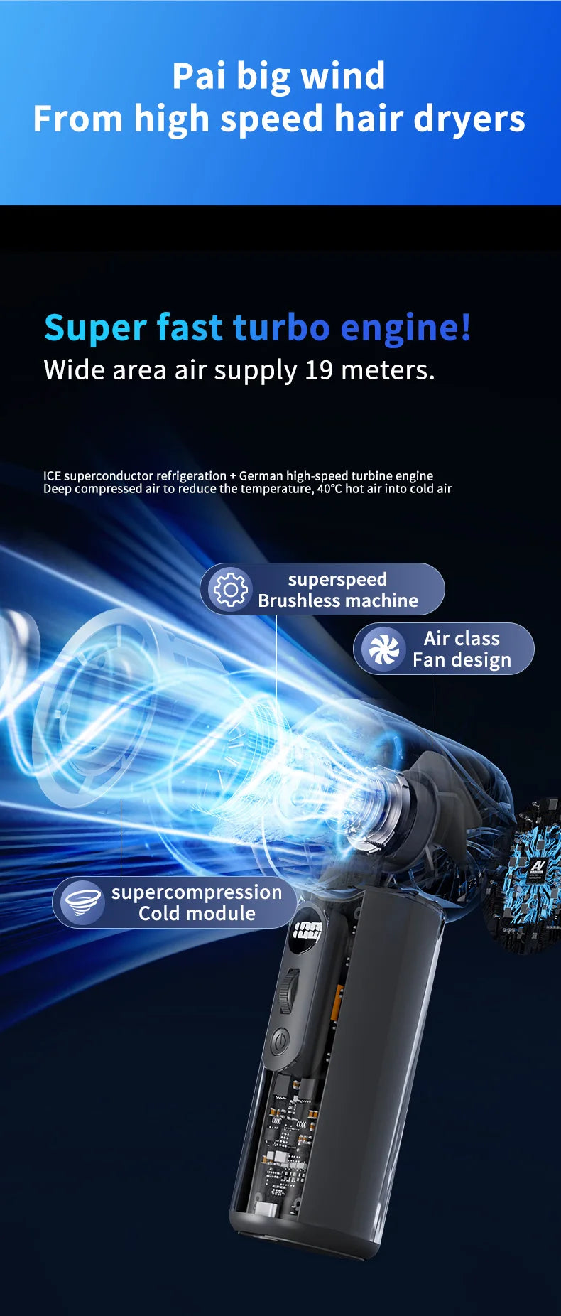 Turbos Chilled Ice Sensation Cold Fan 3000mAh Rechargeable Mini Turbos Fan 100 Speeds Outdoor Protable Handheld Air Cooling Fan