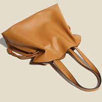 Women’s Cowhide Leather Lucky Bag – Pleated Drawstring Tote