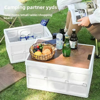 Folding Camping Storage Box Trunk Organizer & Bench