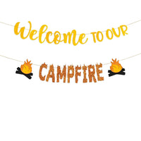 Camping Birthday Flag Party Decoration Banner