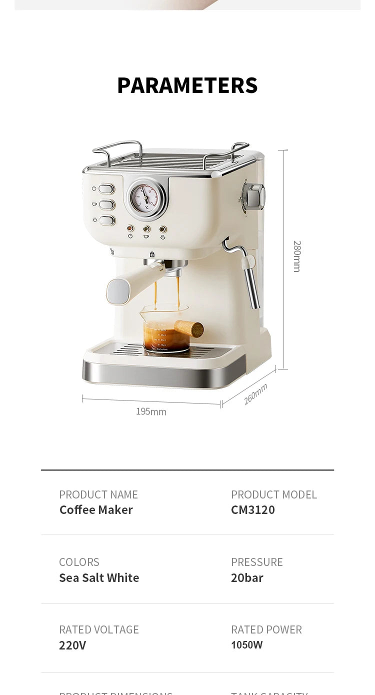 20 Bar Italian Espresso Coffee Machine – Semi-Automatic