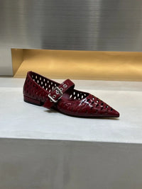 Women Sandals Pointed Toe  Flats Hollow Loafers Shoes