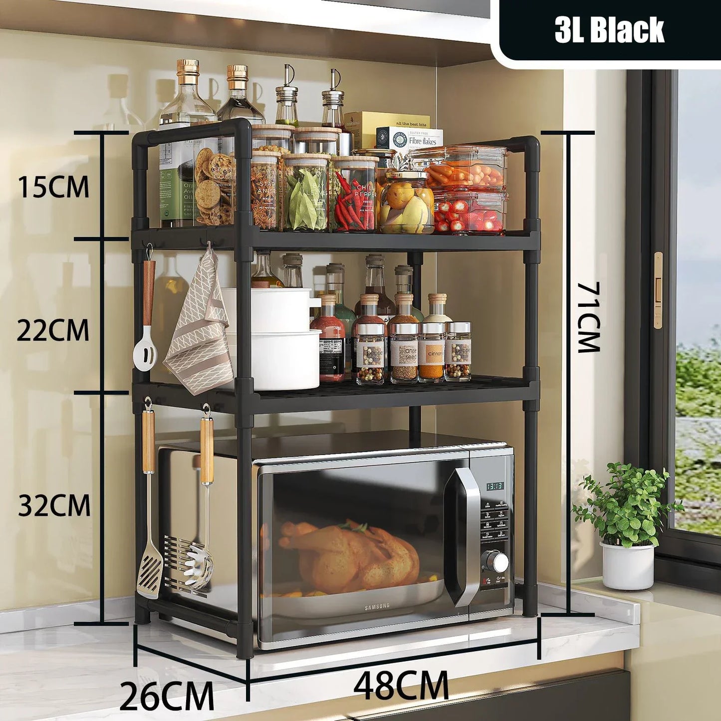2-Tier Kitchen Microwave & Seasoning Storage Rack