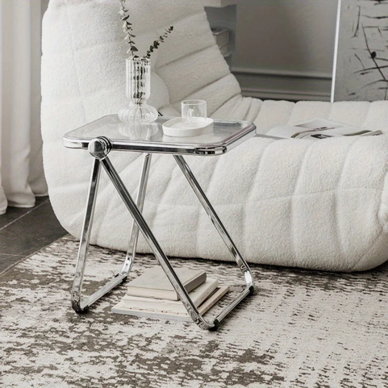Foldable Transparent Square Table – Modern Office & Home