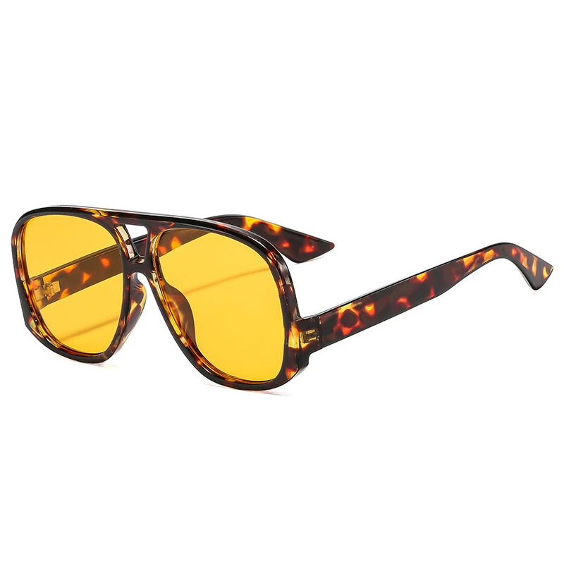 SO&EI Retro Double Bridges Pilot Women Sunglasses Fashion Candy Color Shades UV400 Trending Men Leopard Sun Glasses