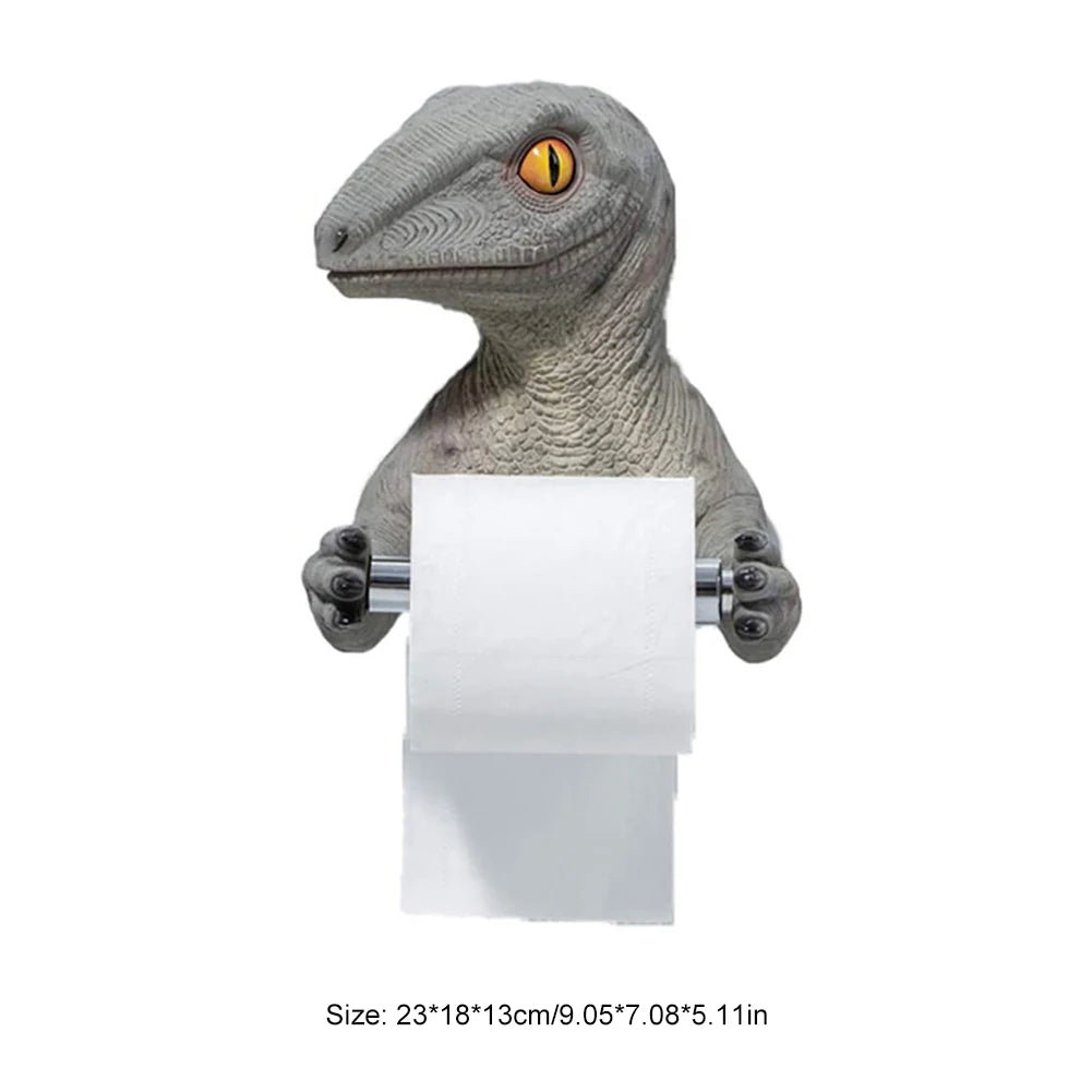 Resin Dinosaur Toilet Paper Holder WC Tissue Rack Punch-free Shelf Bathroom Wall-mounted Tissue Rack Roll Paper Hanger Rack for