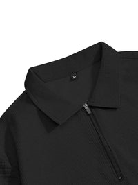 Spring and Autumn Men's Clothing  Waffle Fabric Men's Suit Fashion Casual Zipper and Lapel Long Sleeve POLO Shirt Trousers Suit