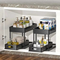 2-Tier Under Sink Organizer Sliding Drawer Rack