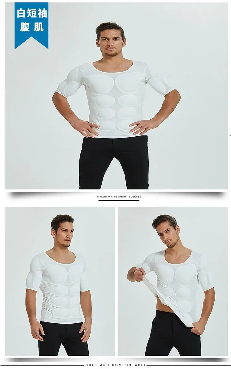 Men’s Fake Muscle Shaper Shirt Cosplay & Fitness Undershirt