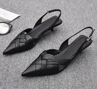 Weave Women Heeled Sandals Pointed Toe Elegant Shoes Woman Trend New Slippers Fashion Heels Women Zapatos Mujer