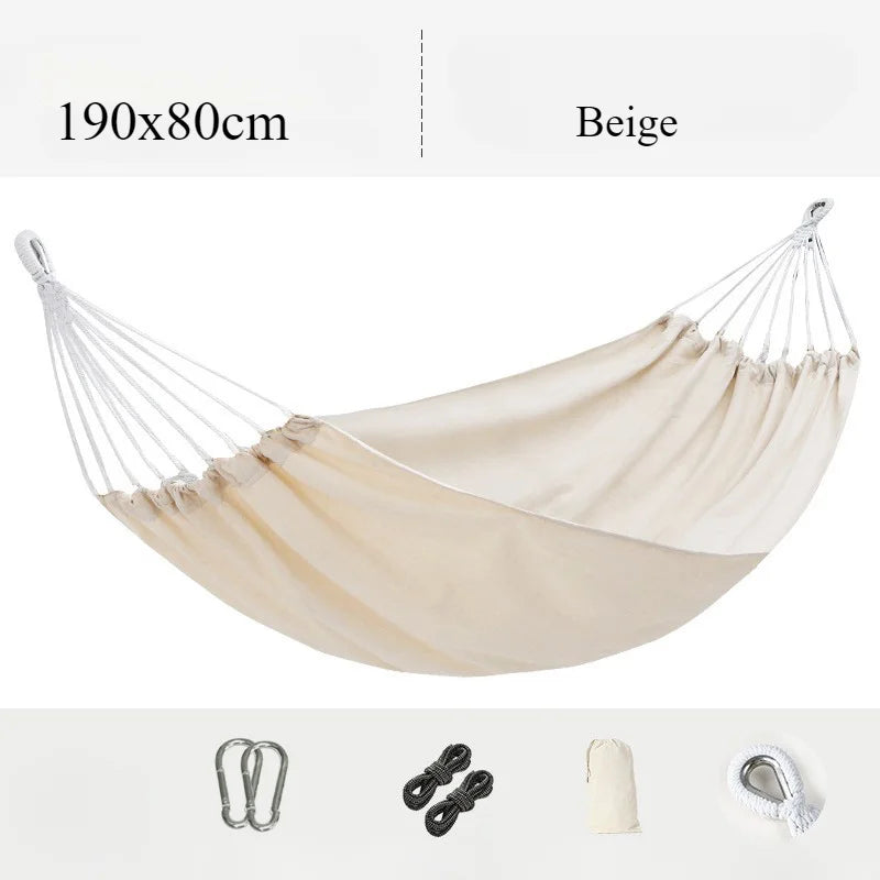 Single Person Portable Outdoor Camping Hammock Foldable High-strength Thick Canvas Anti Roll Leisure Sleep Swing Camp Hammock