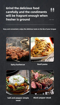 USB Rechargeable Electric Salt and Pepper Grinder Adjustable Coarseness Large Capacity Auto Spices Grinders Kitchen Cooking Tool