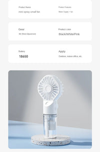 Mini USB Misting Fan – Portable Handheld Rechargeable Cooler