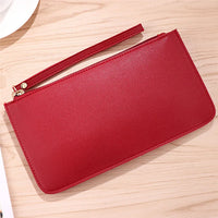 Women’s Long Leather Wallet – Zipper Clutch & Card Holder