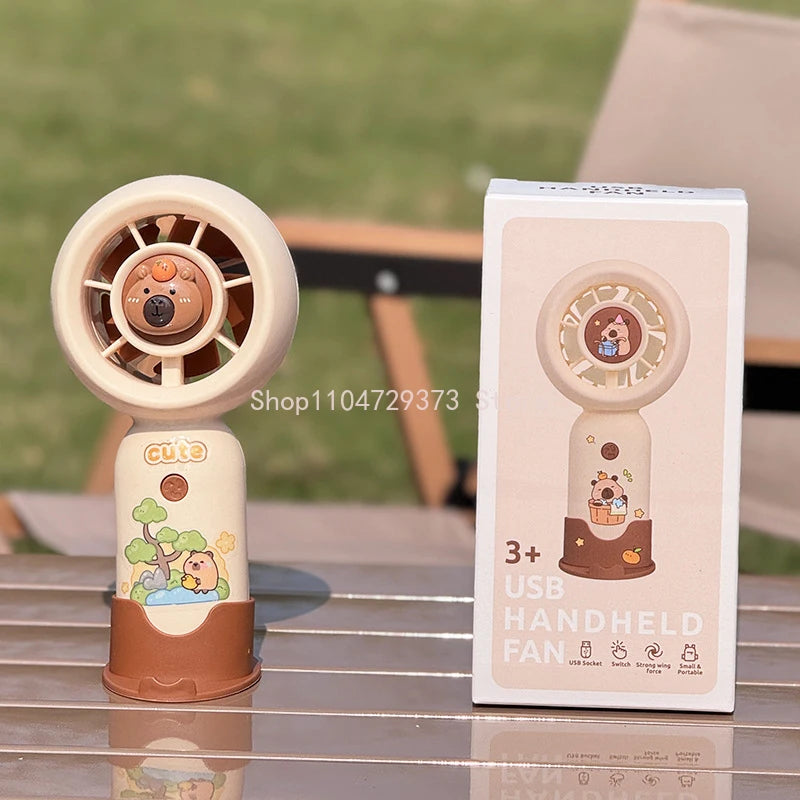 Portable Mini Pocket Cooling Fan Fashion Handheld Cartoon Cute Capybara MINI Fan Outdoor USB Charging Small Fan Gifts