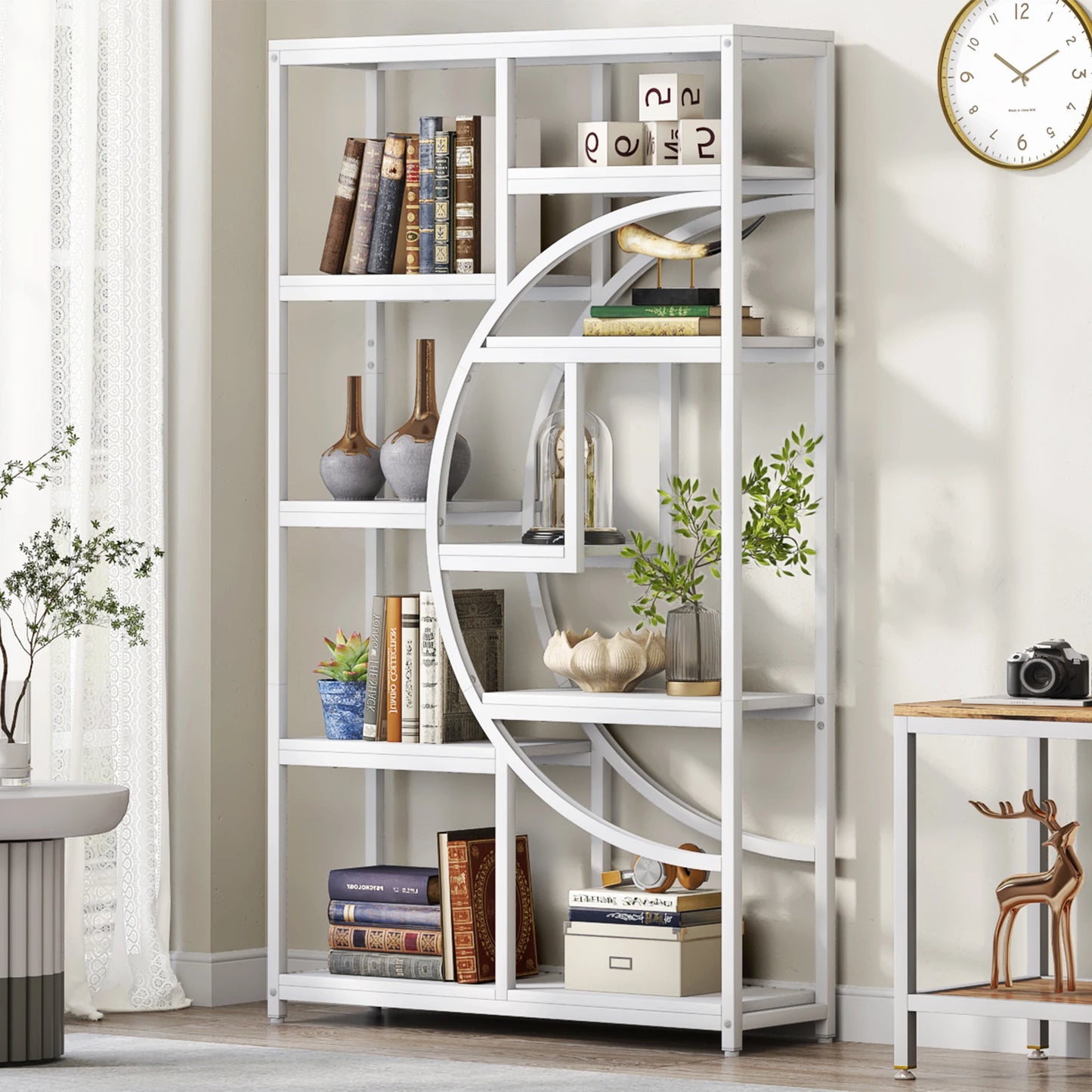 Tribesigns Bookshelf Industrial 5 Tier Etagere Bookcase, Freestanding Tall Bookshelves Display Shelf Storage Organizer