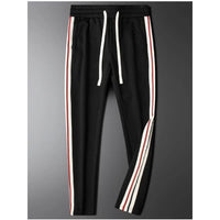 Men’s Slim-Fit Blue Casual Pants with Contrast Ribbon