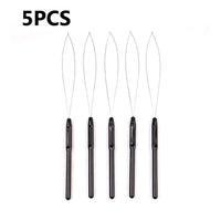 5 PCS Hair Extension Loop Needle Threader Pulling Hook Tool and Bead Device Tool Loop Threader for Hair or Feather Extensions
