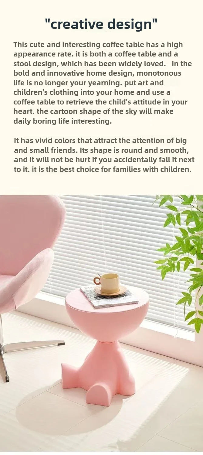 Modern Cartoon Edge Coffee Side Table with Storage