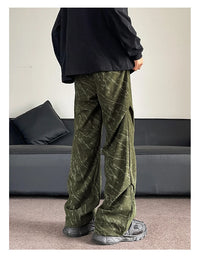 Men’s Corduroy Tie-Dye Cargo Pants Loose Autumn Trousers