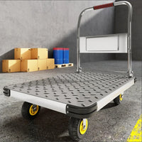 Steel plate trolley, four-wheel  truck, express pulling flatbed cart, small cart folding trailer, pushing and pulling trolley