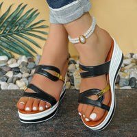 Women's Peep Toe Wedge Sandals – Summer Slip-On Shoes