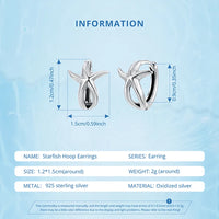 Bamoer 925 Silver Mermaid & Starfish Ocean Hoop Earrings
