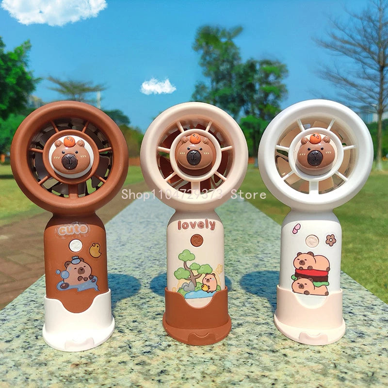 Portable Mini Pocket Cooling Fan Fashion Handheld Cartoon Cute Capybara MINI Fan Outdoor USB Charging Small Fan Gifts