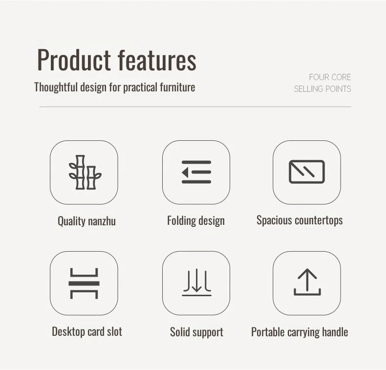 Square Folding Tea Table – Lightweight Tatami Floor Desk