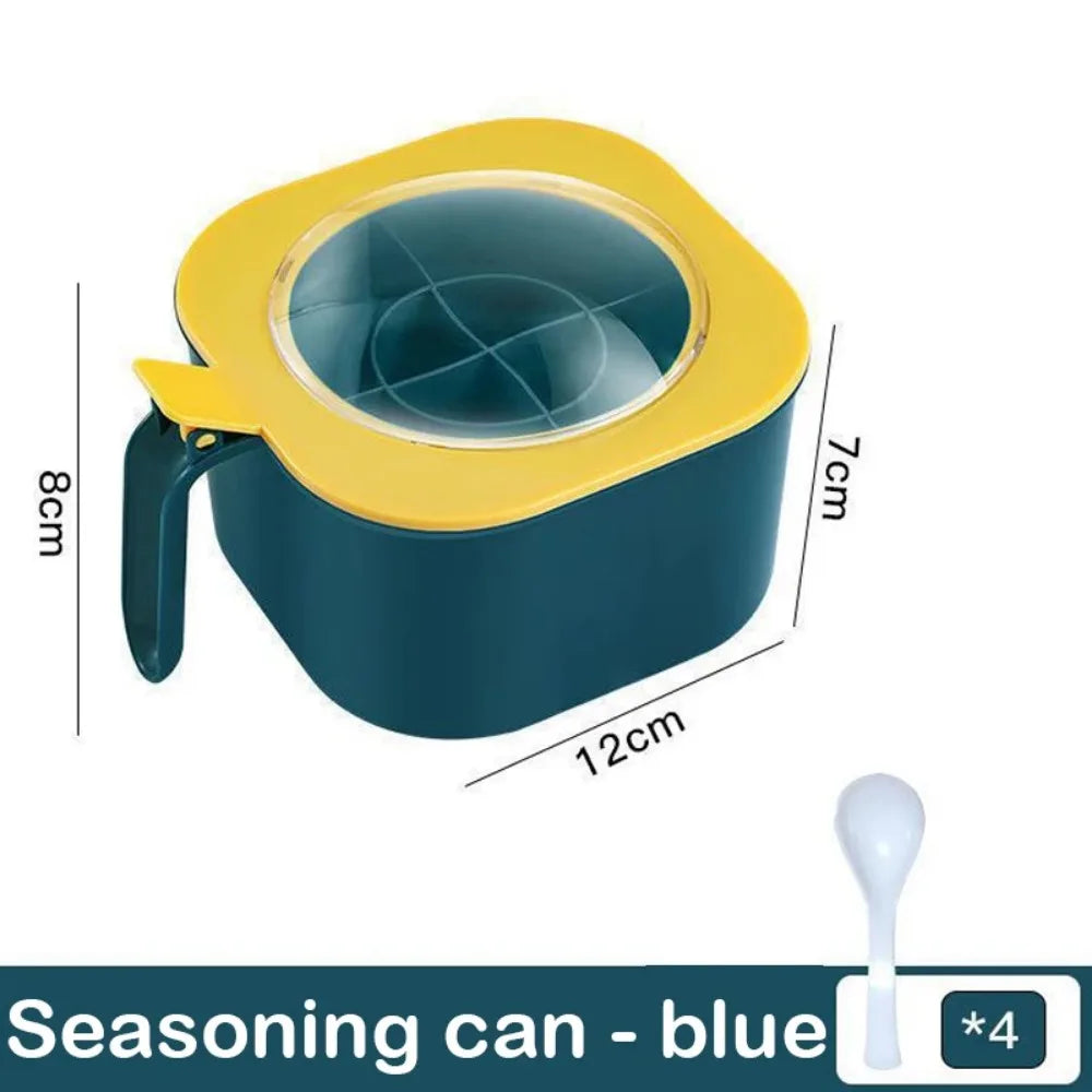 Multi-Compartment Kitchen Condiment Set with 4 Spoons