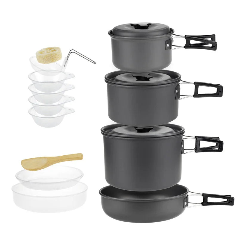 Camping Cookware Set Portable Pot & Pan for 1–7 Persons
