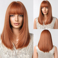 ALAN EATON Ombre Brown Short Layered Wig with Bangs