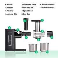 Blitzhome BH-JC01 Cold Press Juicer Slow Masticating