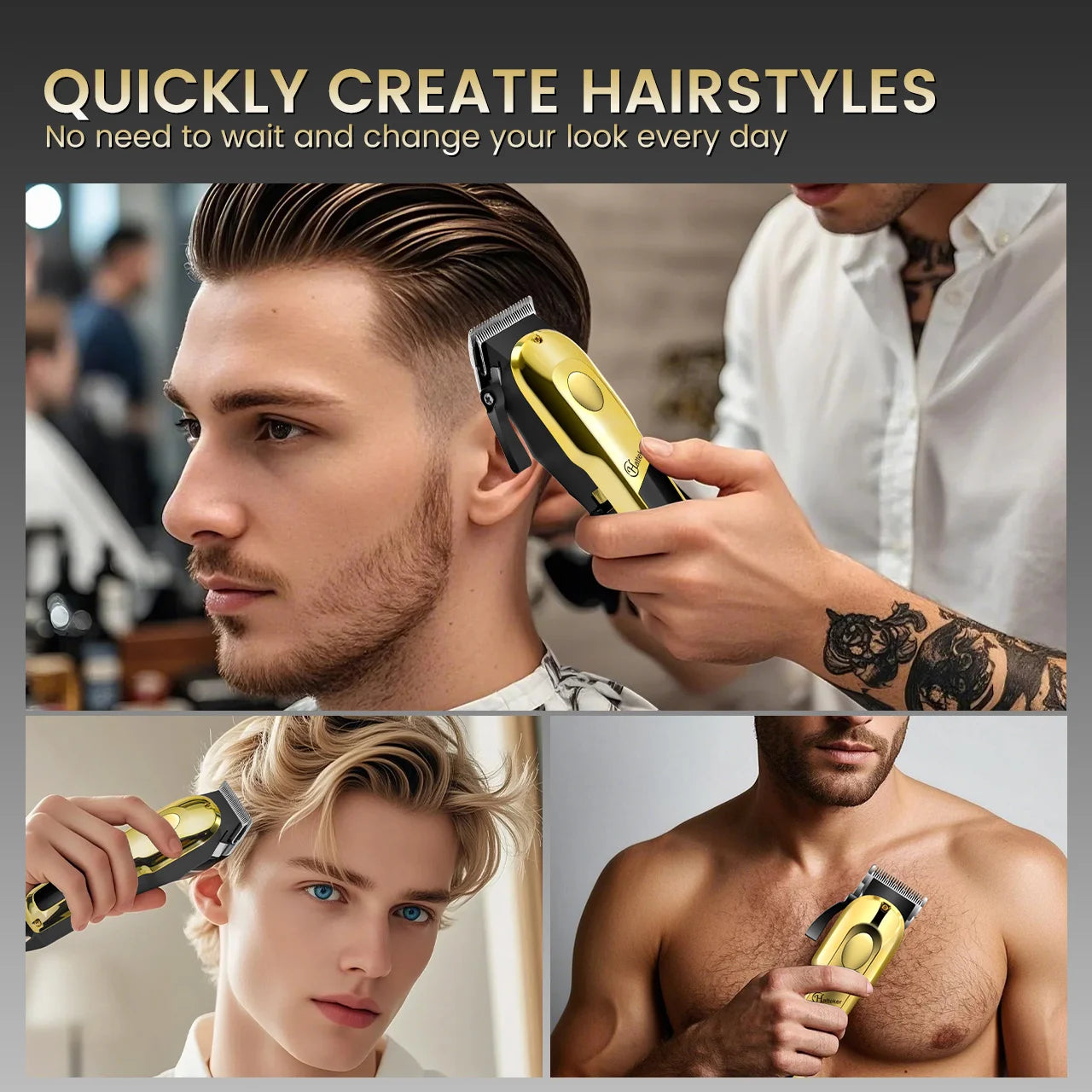 HATTEKER Professional Cordless Hair Clipper for Men