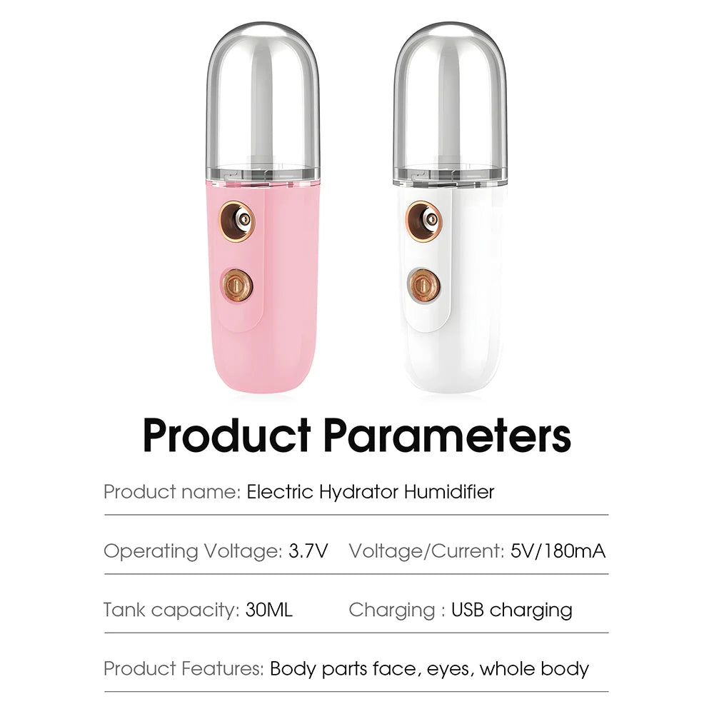 Mini Nano Facial Steamer – Portable Hydrating Mist Sprayer
