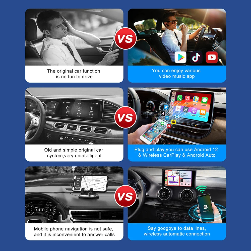 Smart CarPlay AI Box – Android 13 Wireless Auto TV