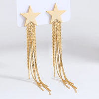 AENSOA Gold Star Tassel Drop Earrings for Women