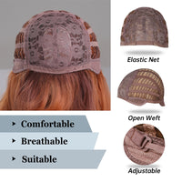 Reddish Brown Straight Layered Synthetic wig with Bangs Long hair Copper Ginger Wig for Women Daily Use Heat Resistant Wigs