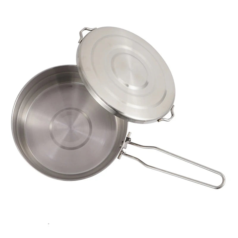 Portable Stainless Steel Camping Pot for Outdoor Cooking