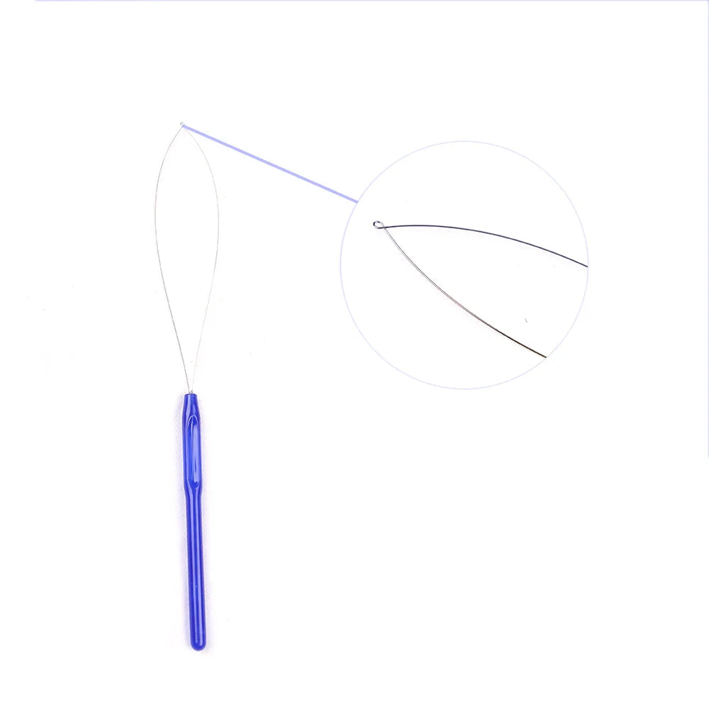 5 PCS Hair Extension Loop Needle Threader Pulling Hook Tool and Bead Device Tool Loop Threader for Hair or Feather Extensions