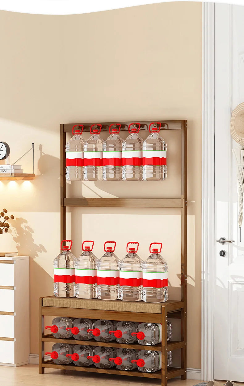 Bamboo Shoe Changing Stool – Modern Entryway Bench