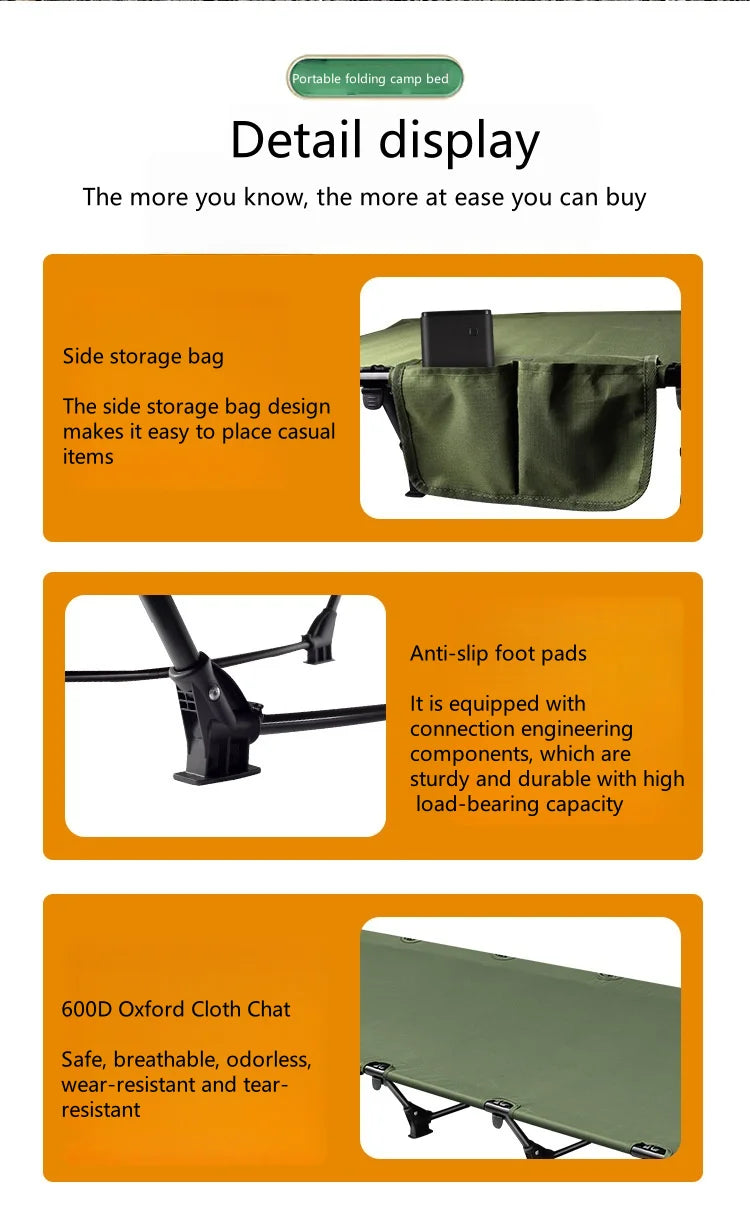 WANDERING TIME Camping bed, portable folding bed, camping travel backpack, hiking sleep bed, outdoor ultra-light small tent bed