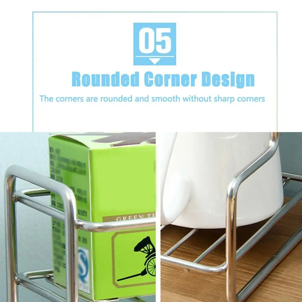 Waterproof Double-Layer Kitchen Organizer Shelf – Large Capacity