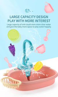 Kids Kitchen Sink Toy Set – Electric Pretend Play Dishwasher