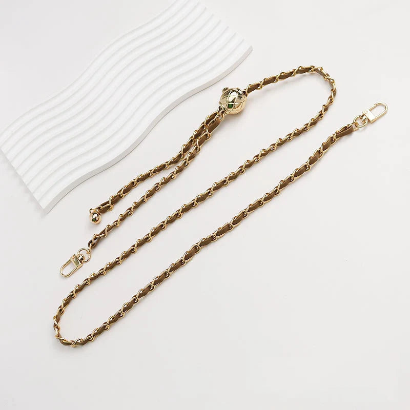 PU Leather Metal Chain Accessories Crossbody Shoulder Portable Wrist Bag Chain Strap Replacement Luggage Accessories Versatile